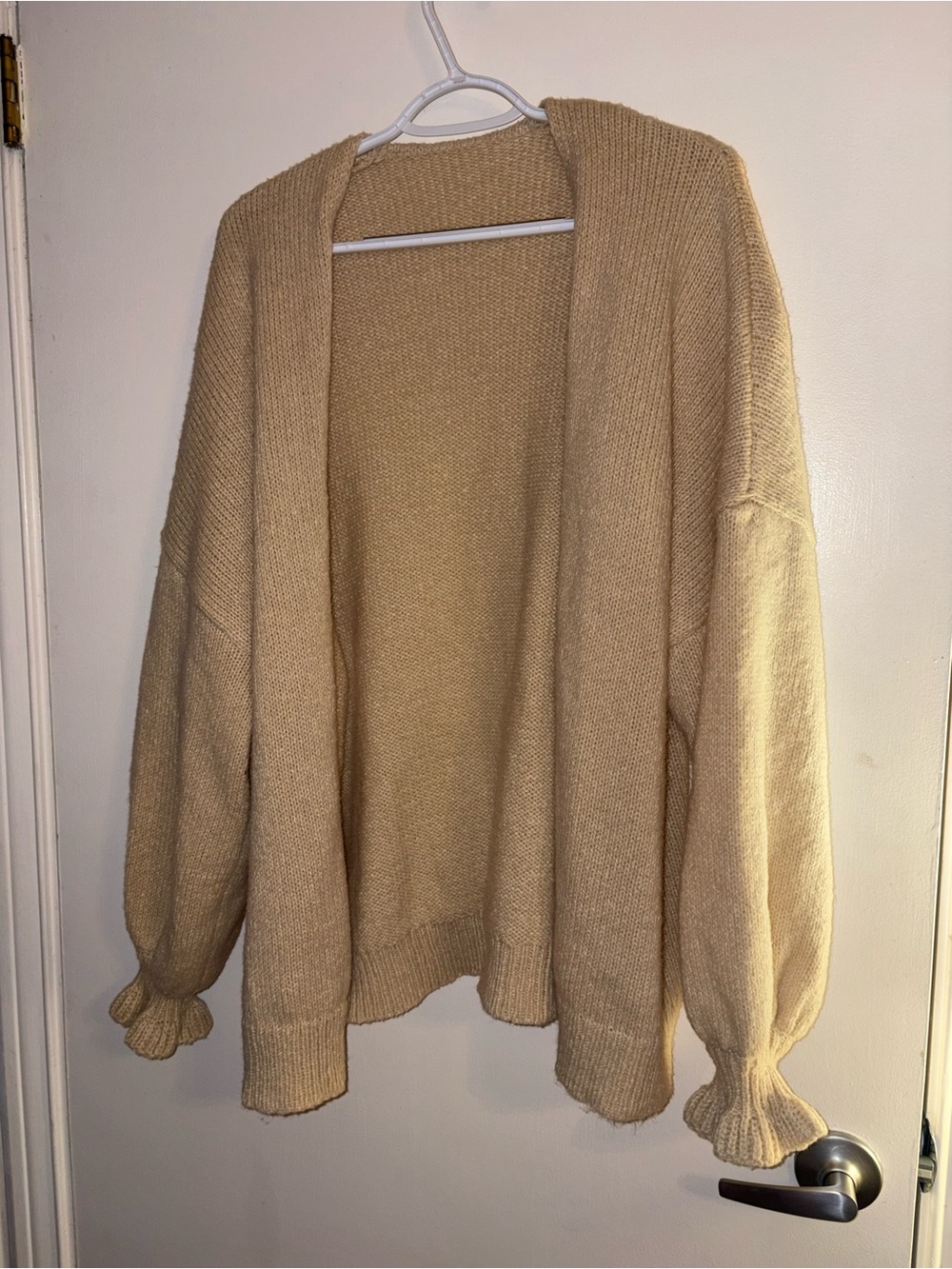Cozy Open-Front Women’s Cardigan Sweater - Beige